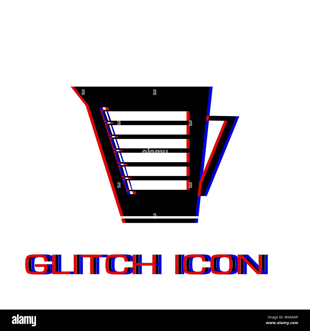 Kettle icon flat. Simple pictogram - Glitch effect. Vector illustration symbol Stock Vector