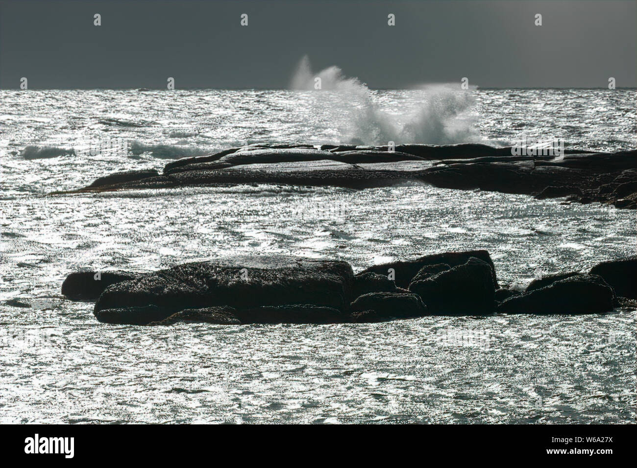 Crashing waves near Peggy's Cove, Nova Scotia Stock Photo