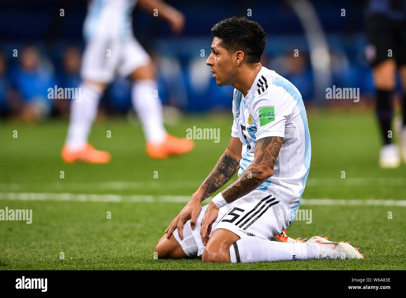 Lucas Biglia of Argentina reacts in the Group D match against Croatia during the 2018 FIFA World Cup in Nizhny Novgorod, Russia, 21 June 2018.   Lione Stock Photo