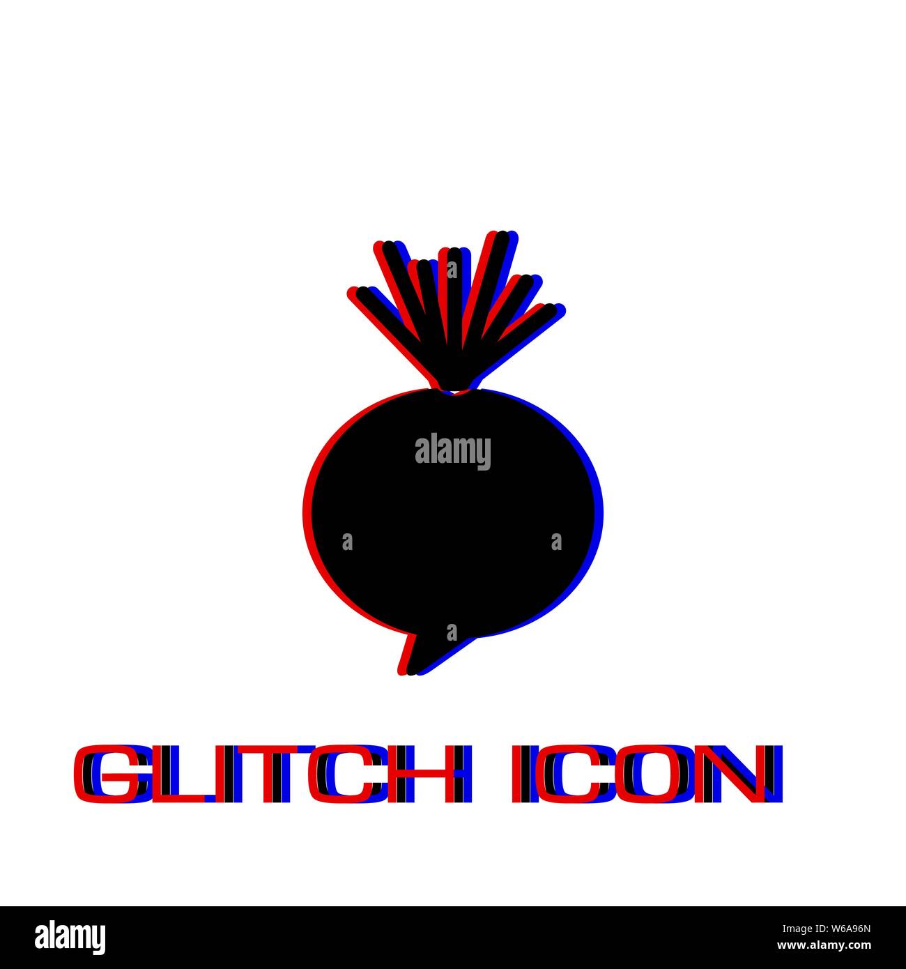 Beet icon flat. Simple pictogram - Glitch effect. Vector illustration symbol Stock Vector