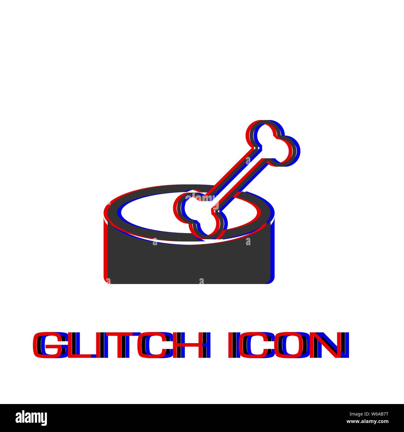 Dog Bone icon flat. Simple pictogram - Glitch effect. Vector ...