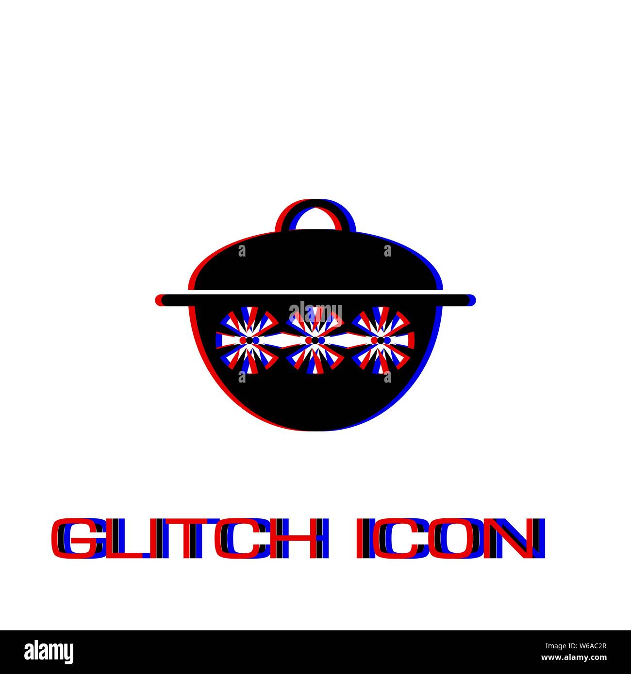 Pot icon flat. Simple pictogram - Glitch effect. Vector illustration symbol Stock Vector