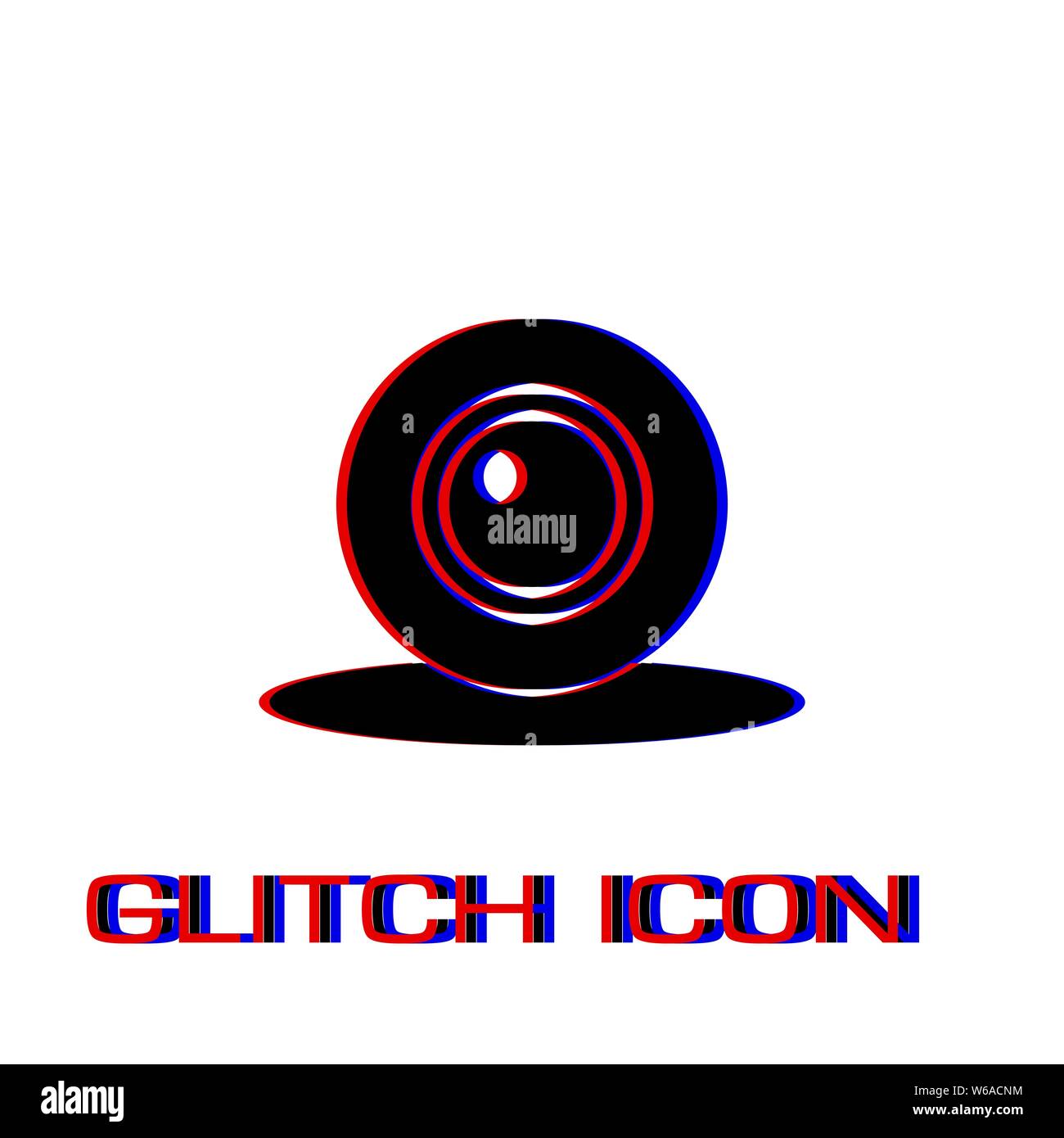 Web camera icon flat. Simple pictogram - Glitch effect. Vector illustration symbol Stock Vector