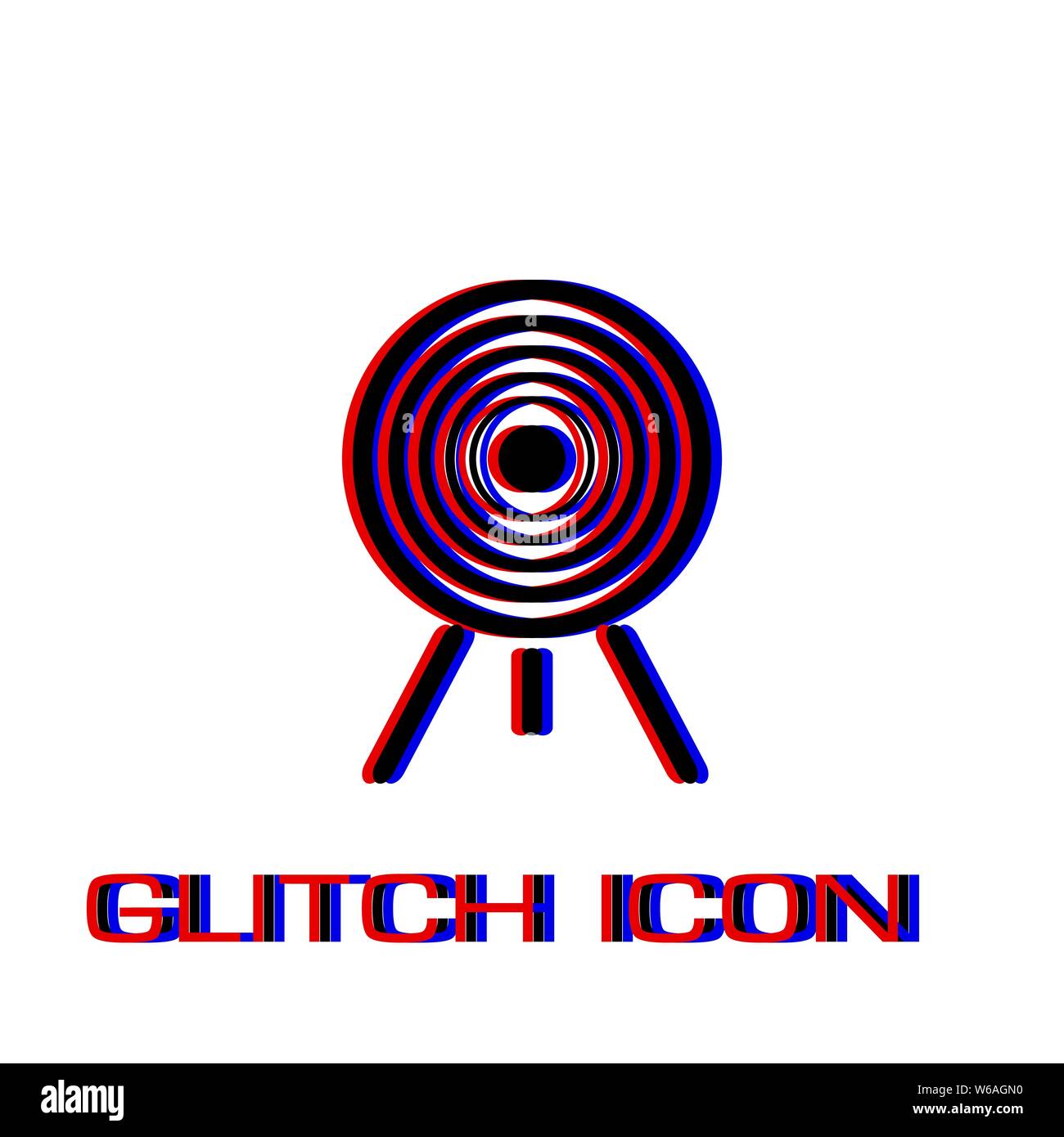 Target icon flat. Simple pictogram - Glitch effect. Vector illustration symbol Stock Vector