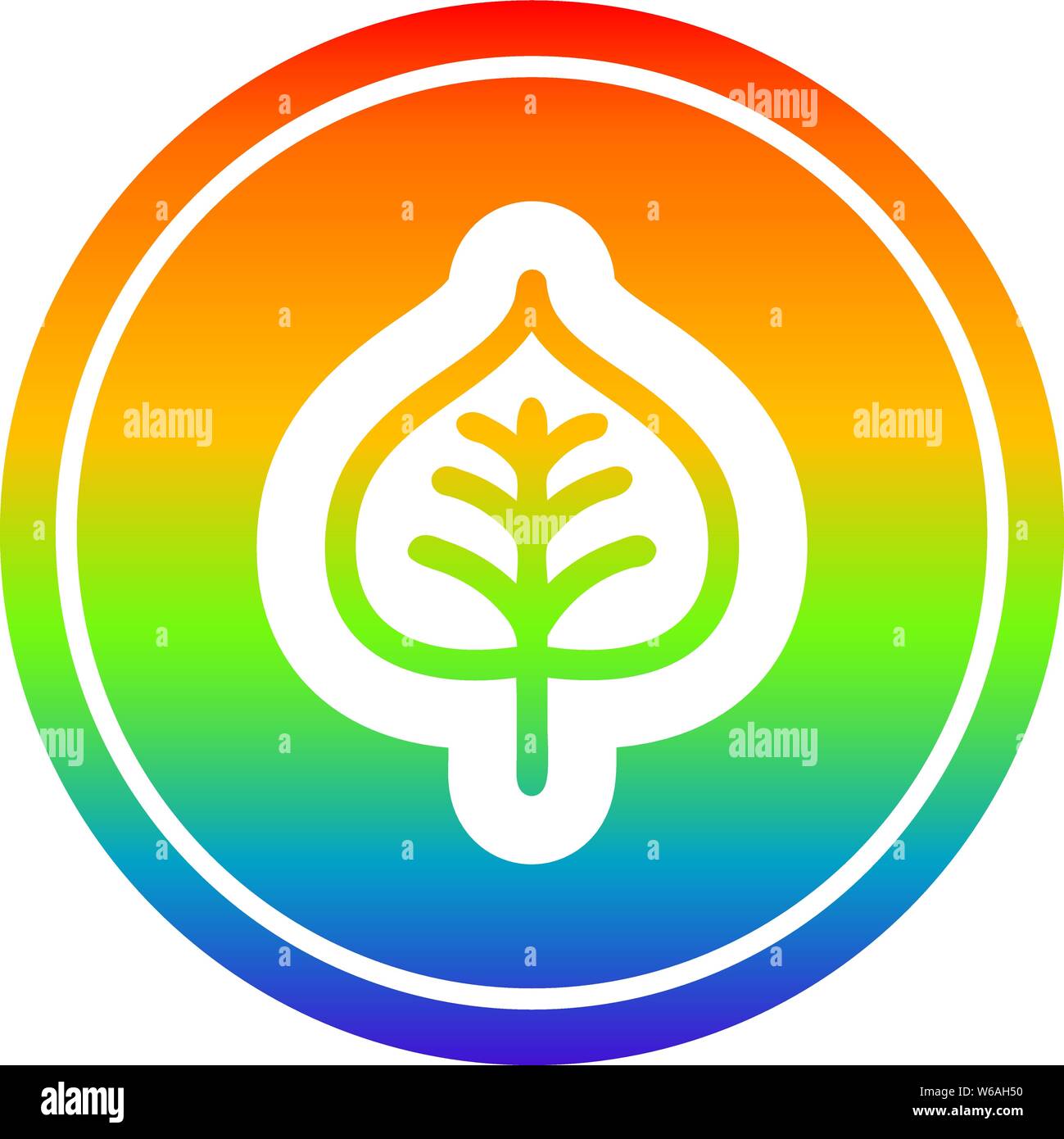 natural leaf circular icon with rainbow gradient finish Stock Vector ...