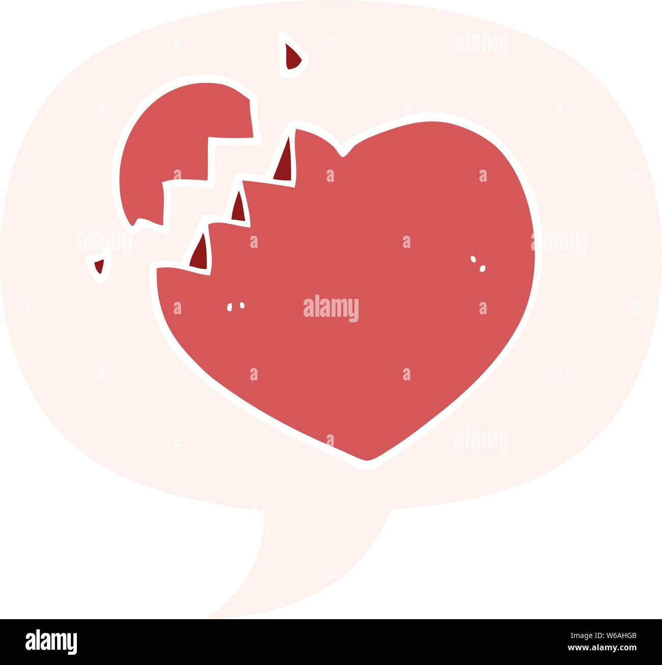 cartoon broken heart with speech bubble in retro style Stock Vector ...