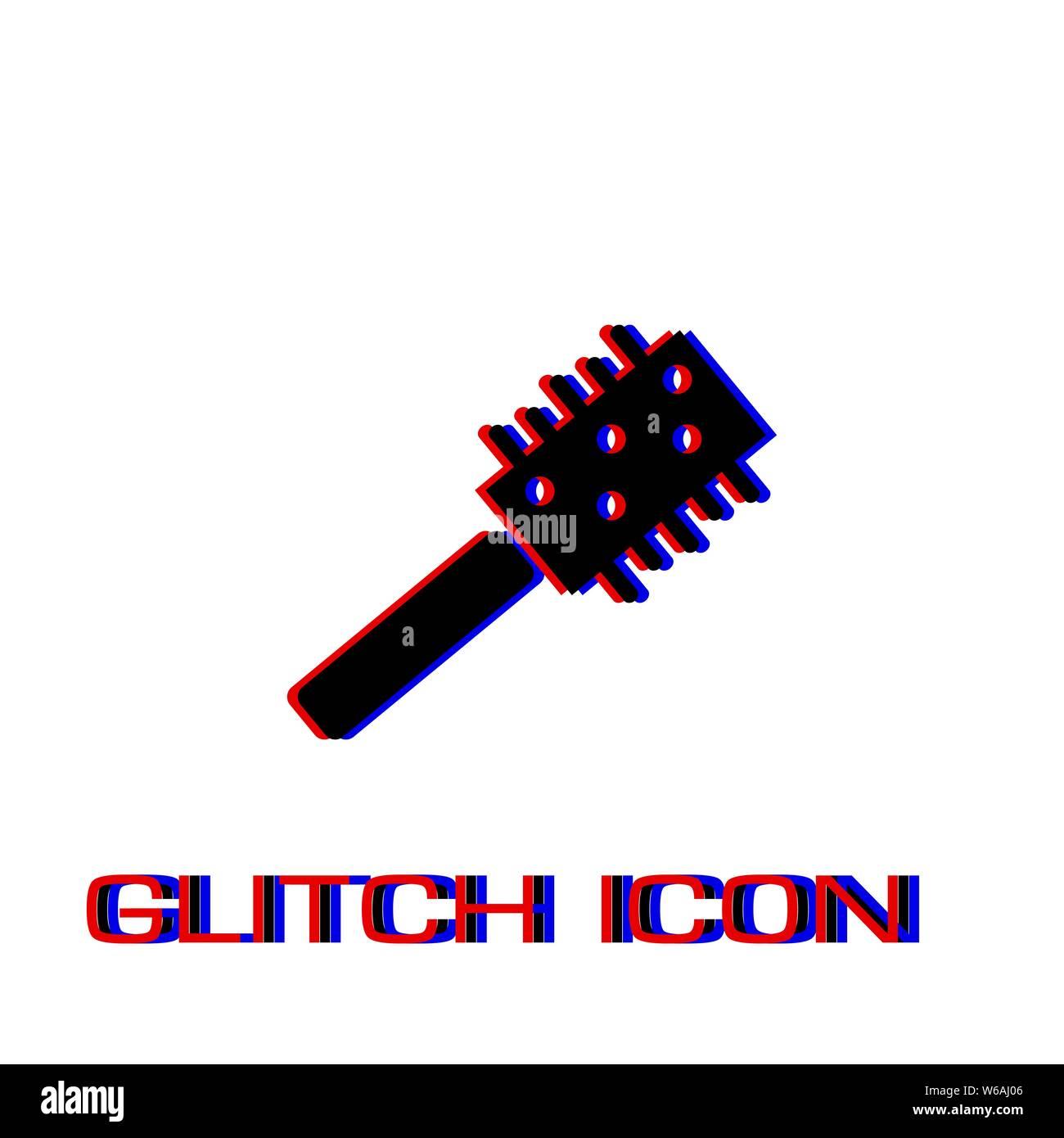 Comb icon flat. Simple pictogram - Glitch effect. Vector illustration symbol Stock Vector