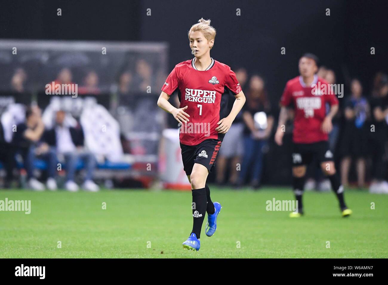 Chinese actor and singer Lu Han, of Chinese Celebrity is pictured during the 2018 Super Penguin Soccer Celebrity Game against International Legends in Stock Photo