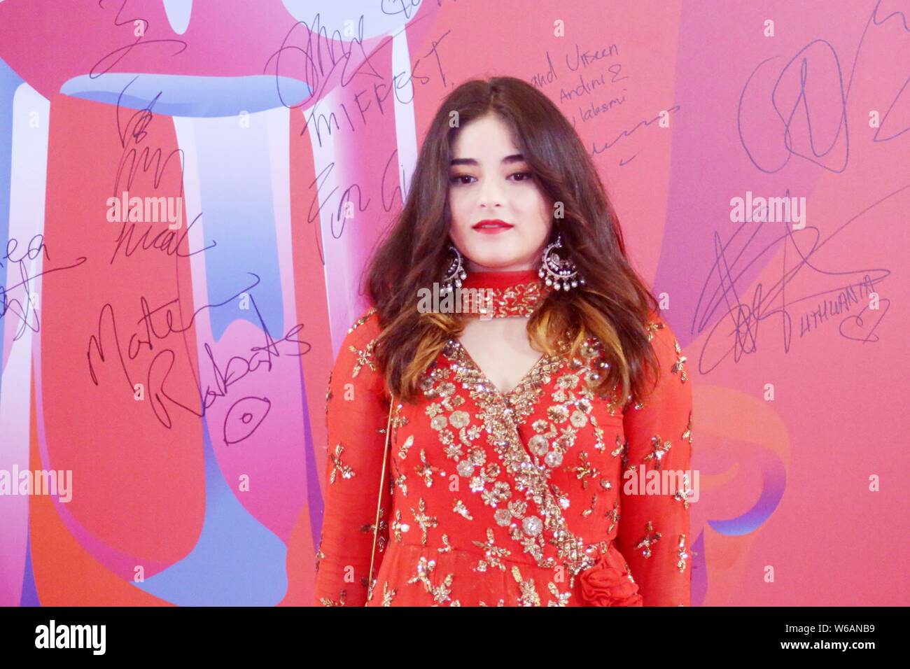 Indian film child actress Zaira Wasim attends the Belt and Road Film Night during 21st Shanghai International Film Festival in Shanghai, China, 20 Jun Stock Photo