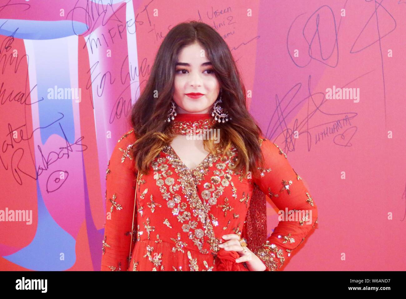 Indian film child actress Zaira Wasim attends the Belt and Road Film Night during 21st Shanghai International Film Festival in Shanghai, China, 20 Jun Stock Photo