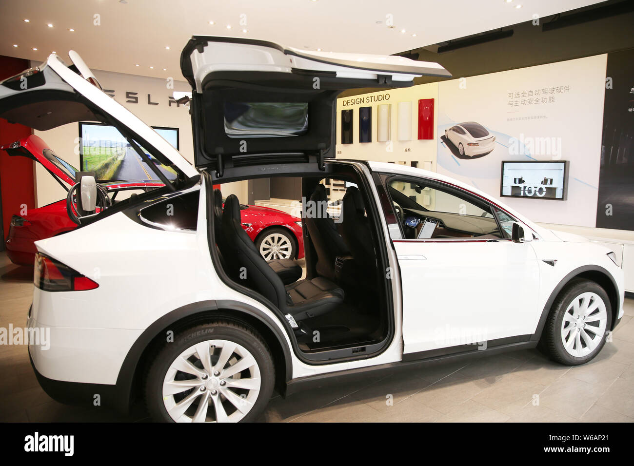 File A Tesla Model X Electric Suv Is On Display At A