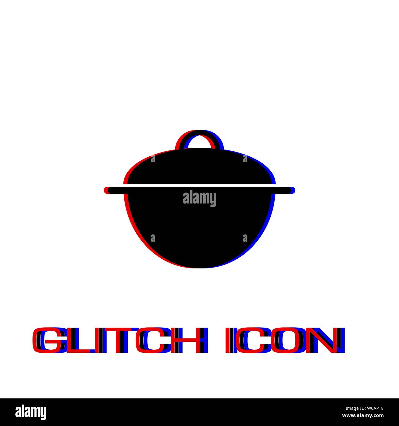 Pan icon flat. Simple pictogram - Glitch effect. Vector illustration symbol Stock Vector