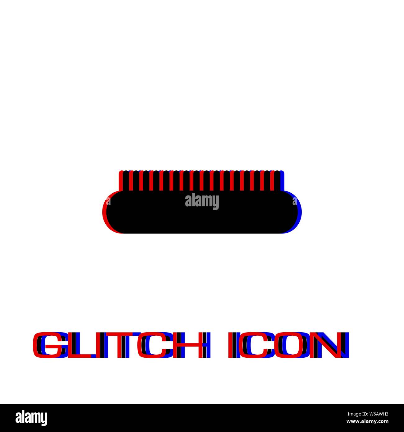Comb icon flat. Simple pictogram - Glitch effect. Vector illustration symbol Stock Vector