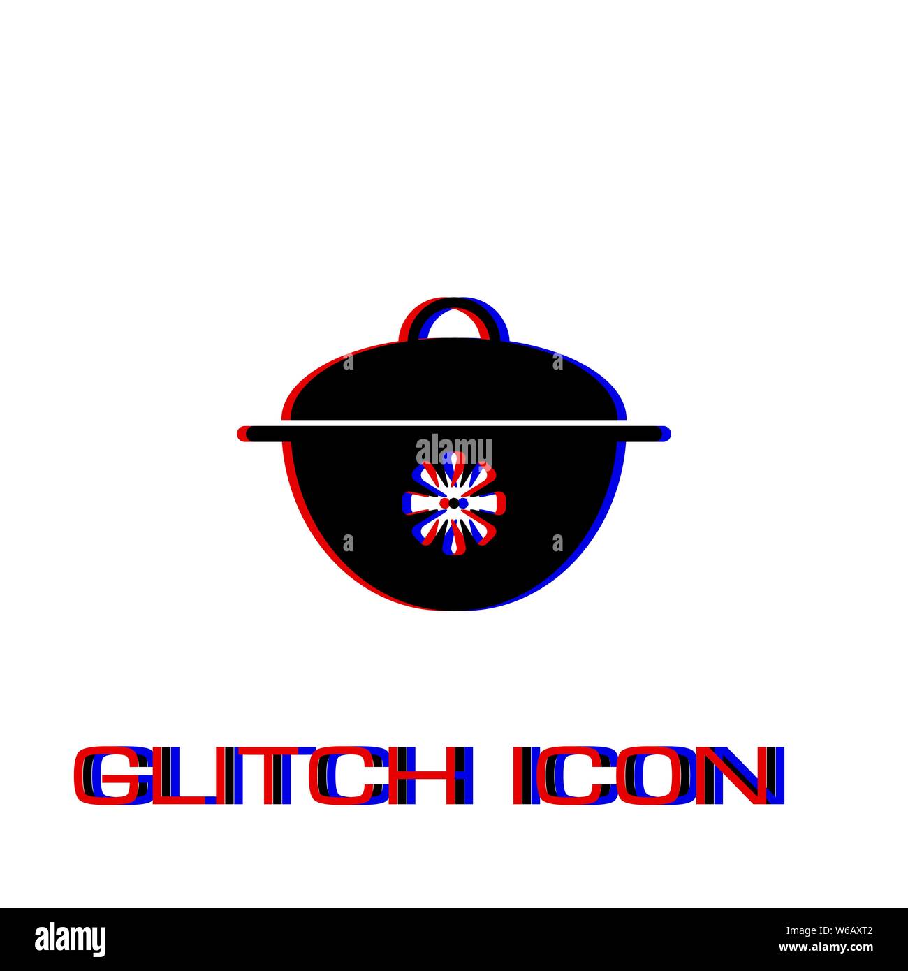 Pan icon flat. Simple pictogram - Glitch effect. Vector illustration symbol Stock Vector