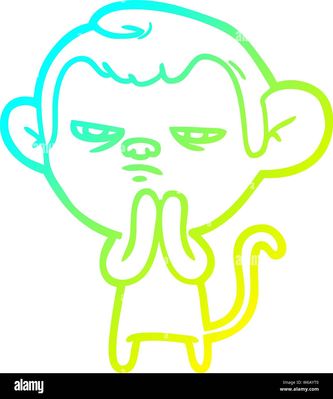 cold gradient line drawing of a cartoon monkey Stock Vector Image & Art ...