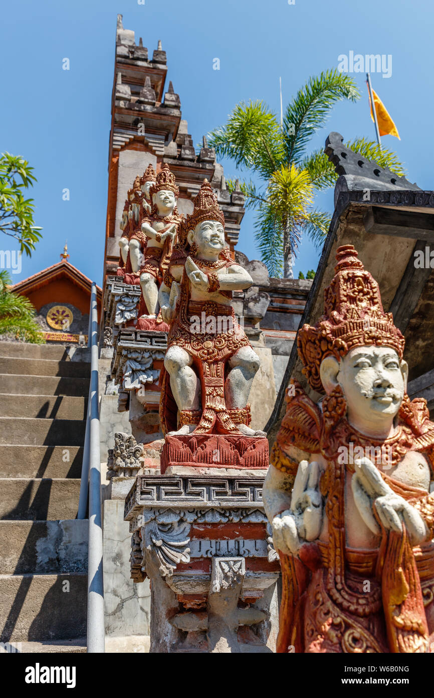Statues at Brahmavihara Arama (Vihara Buddha Banjar), Buddhist temple monastery in Banjar, Buleleng, Bali, Indonesia. Stock Photo