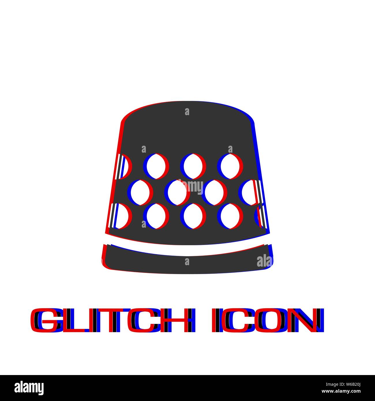 Thimble icon flat. Simple pictogram - Glitch effect. Vector ...