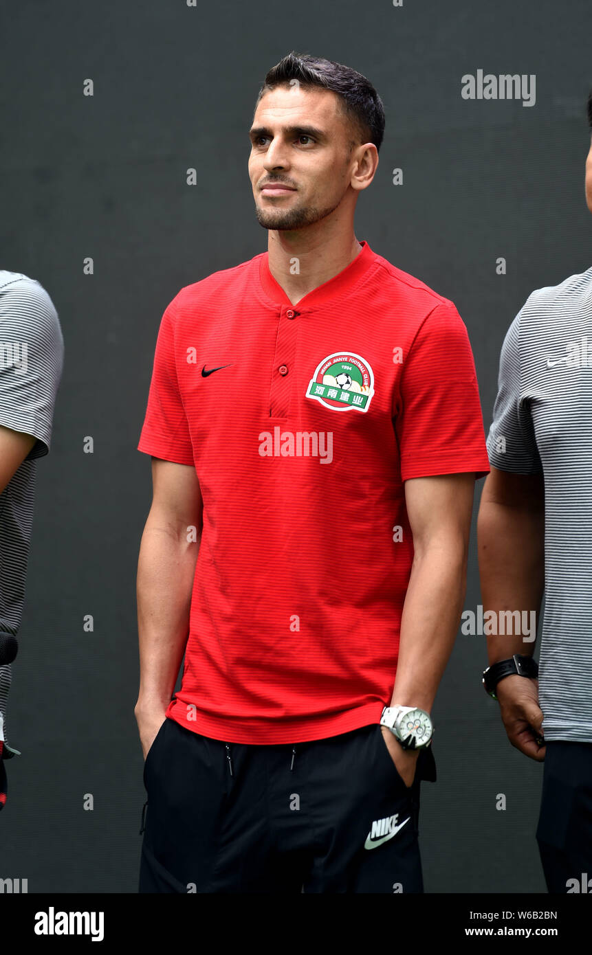 Brazilian football player Olivio da Rosa, also known as Ivo, attends a fan meeting event in Luoyang city, central China's Henan province, 17 June 2018 Stock Photo