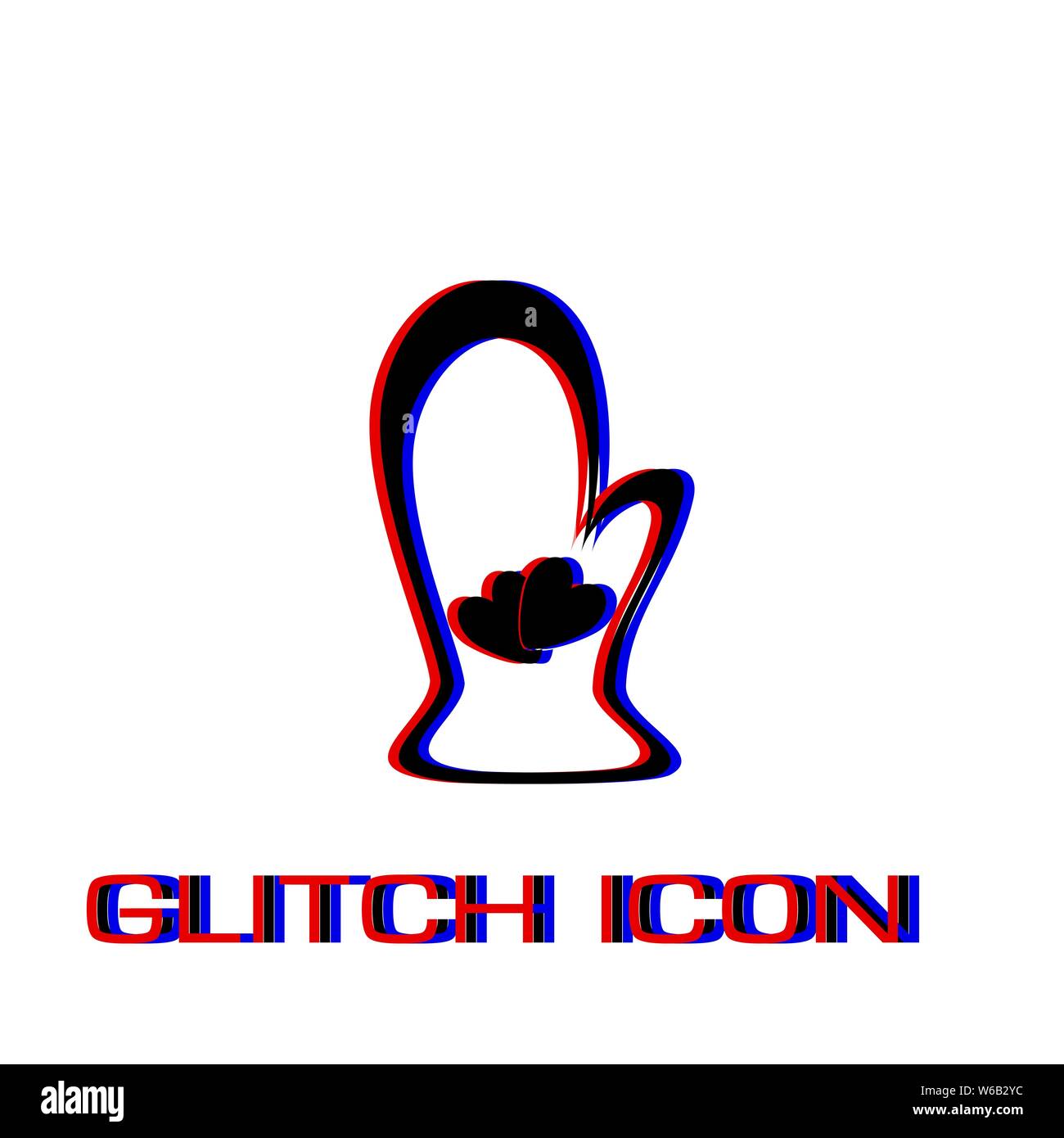 Potholder icon flat. Simple pictogram - Glitch effect. Vector illustration symbol Stock Vector