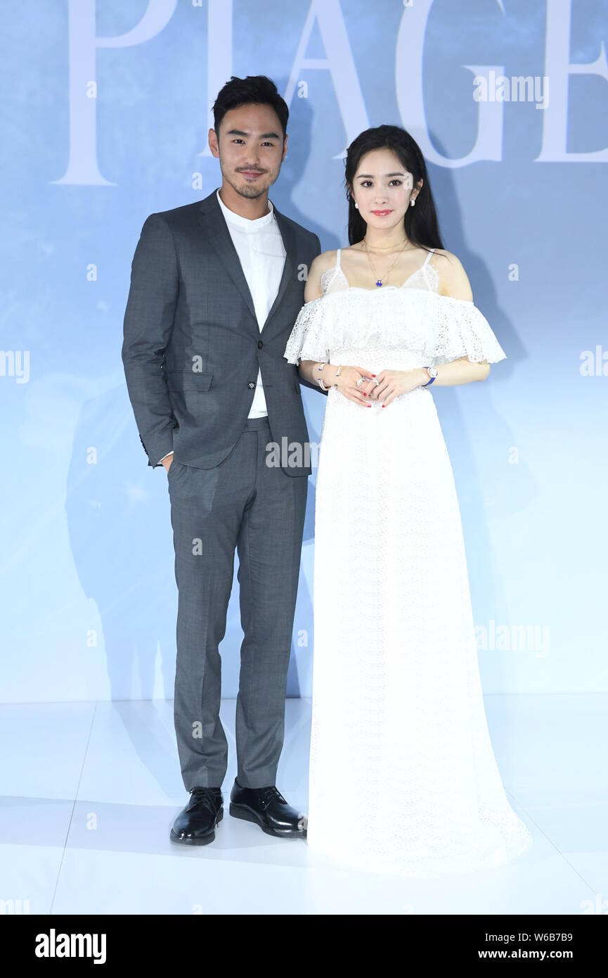 Chinese actress Yang Mi right and Taiwanese actor and model