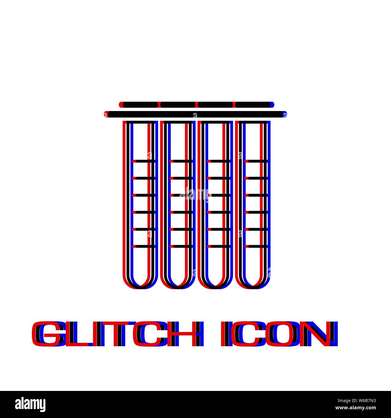 Tubes icon flat. Simple pictogram - Glitch effect. Vector illustration symbol Stock Vector