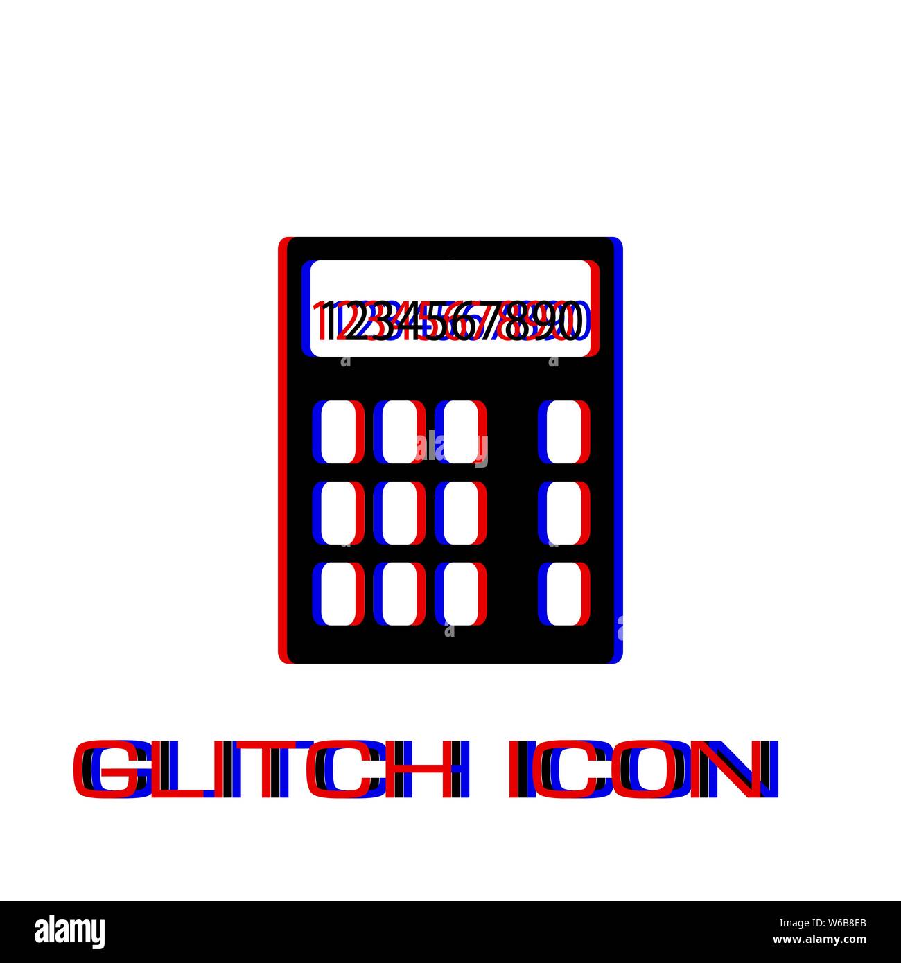 Calculator icon flat. Simple pictogram Glitch effect. Vector illustration symbol Stock Vector