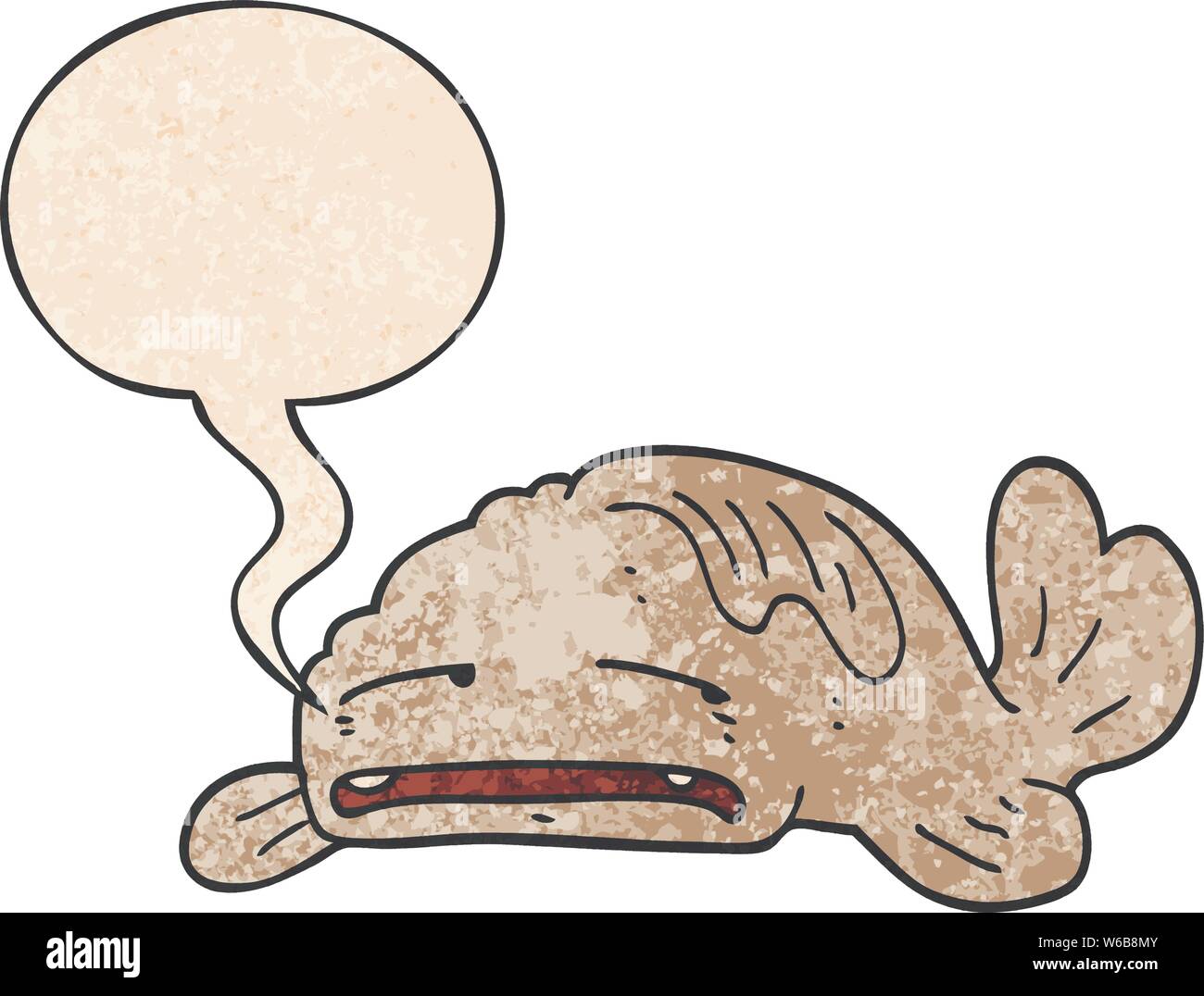 cartoon sad old fish with speech bubble in retro texture style Stock Vector  Image & Art - Alamy