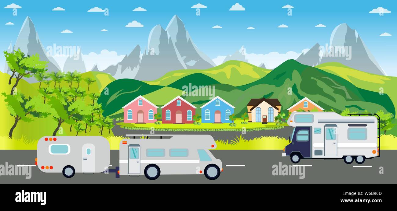 Camper in landscape on Stock Vector Images - Alamy