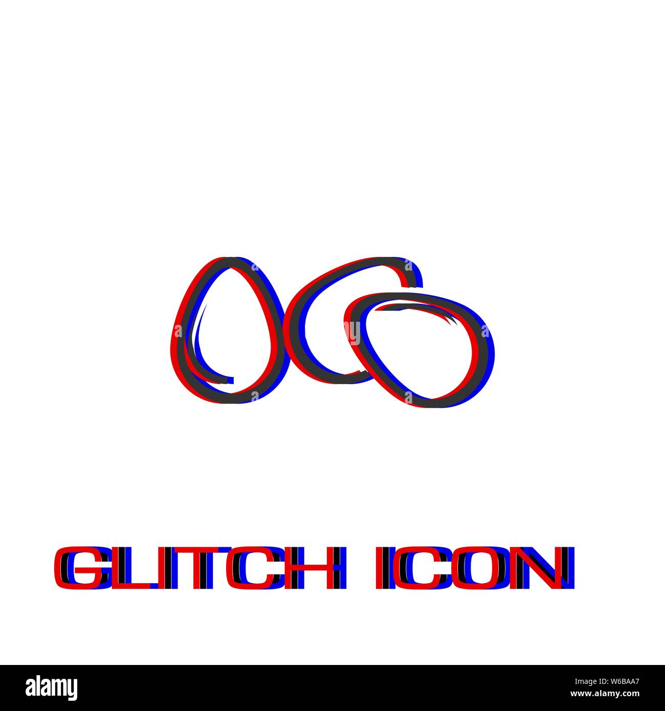 Egg icon flat. Simple pictogram - Glitch effect. Vector illustration symbol Stock Vector