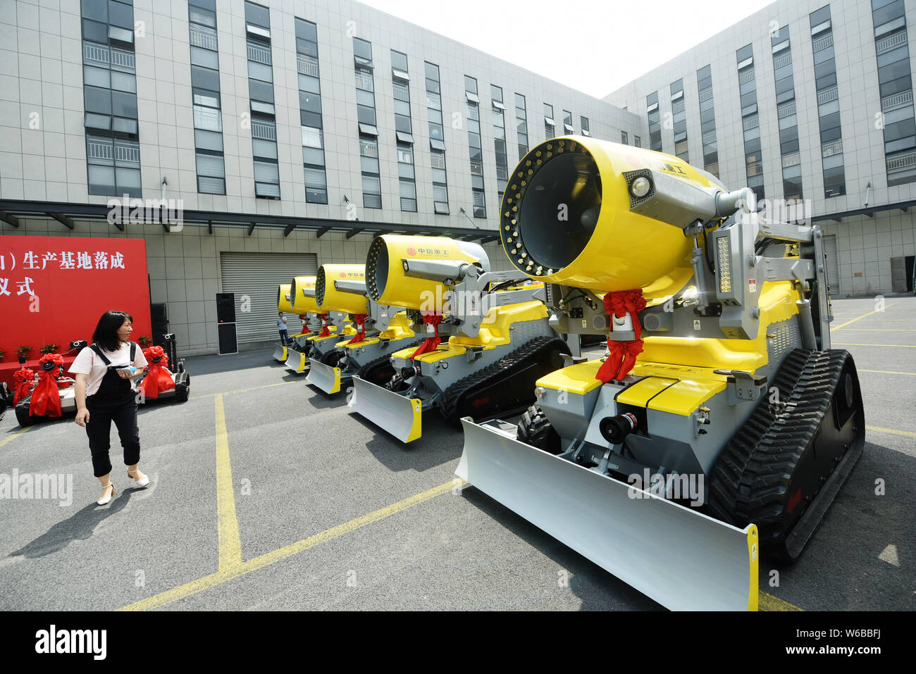 View of the firefighting robots used for fighting fires that can be