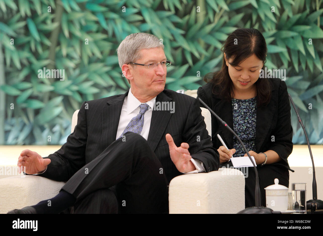 --FILE--Tim Cook, CEO of Apple Inc., attends a meeting at the Ministry of Commerce, in Beijing, China, 27 March 2012.   Apple Inc. Chief Executive Off Stock Photo