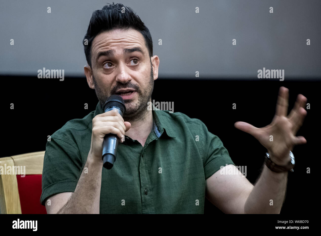 Spanish film director J. A. Bayona attends a press conference in Shanghai, China, 28 May 2018. Stock Photo