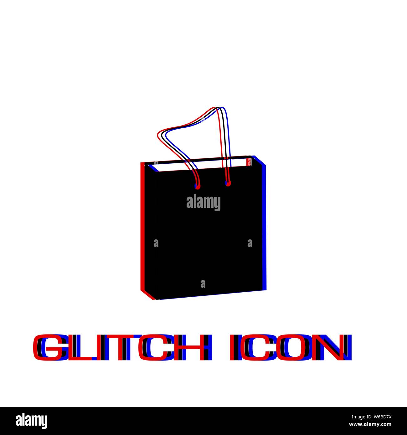 Packaging icon flat. Simple pictogram - Glitch effect. Vector illustration symbol Stock Vector