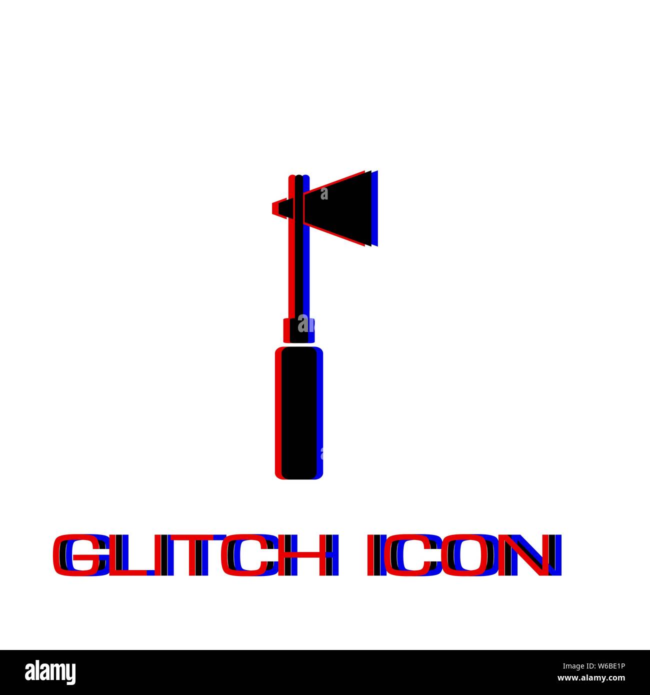 Tomahawk icon flat. Simple pictogram - Glitch effect. Vector illustration symbol Stock Vector