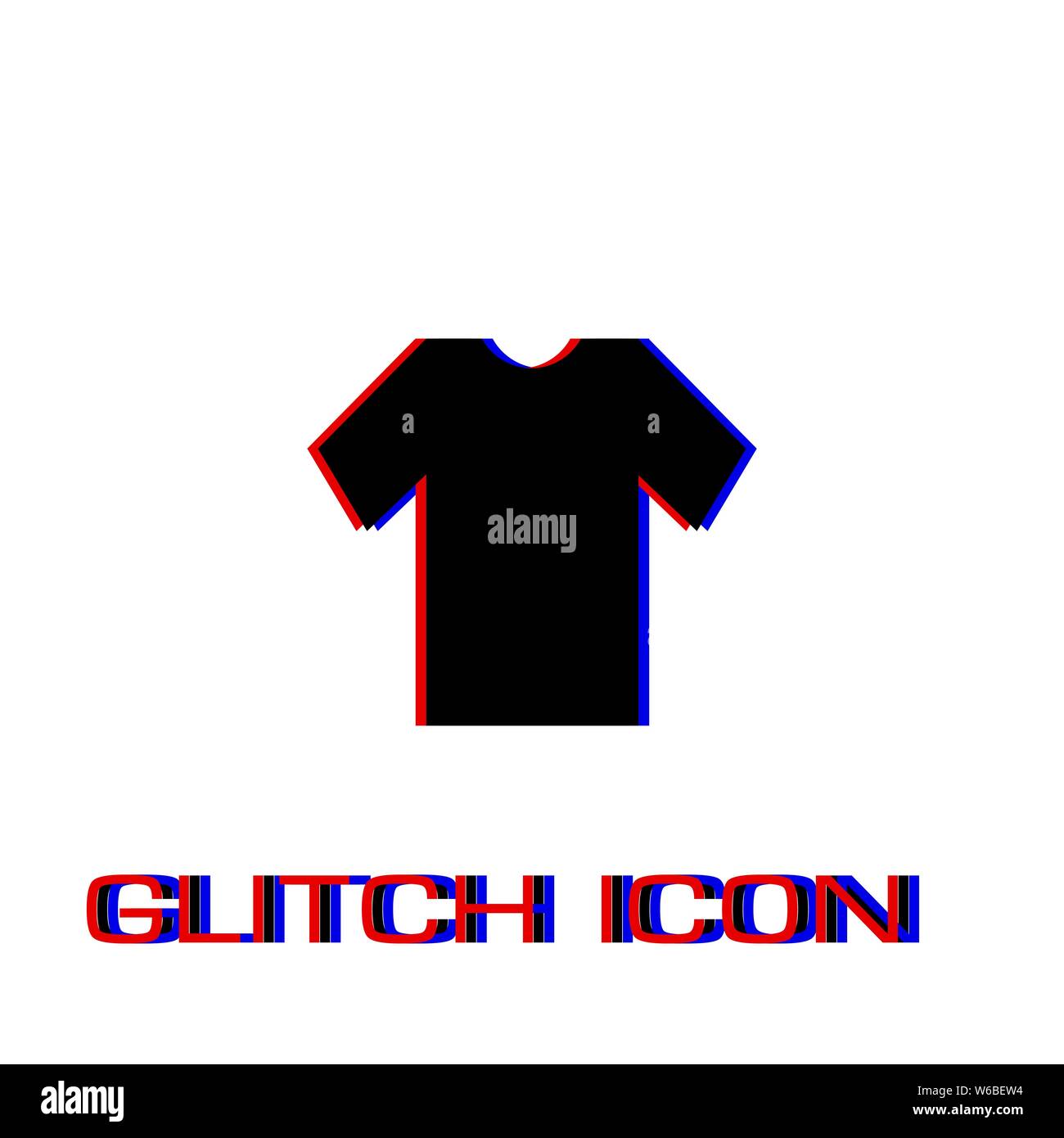 Tshirt icon flat. Simple pictogram - Glitch effect. Vector illustration symbol Stock Vector