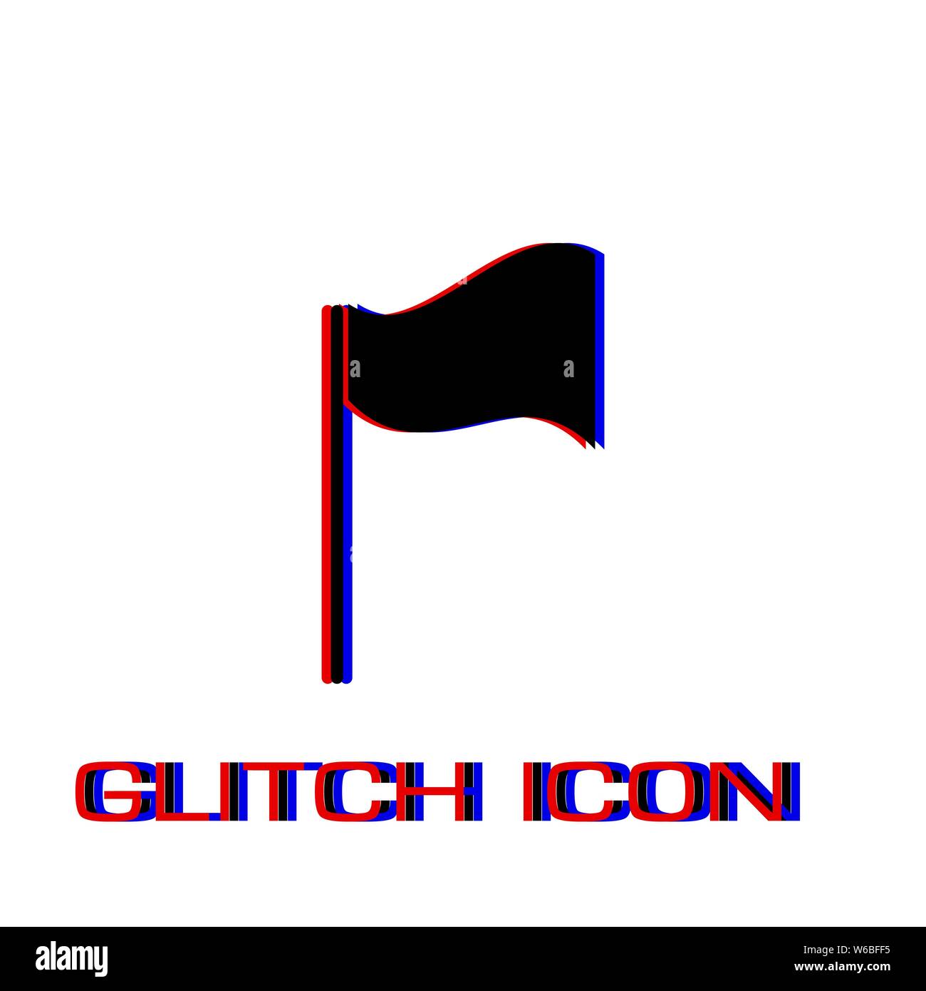 Flag icon flat. Simple pictogram - Glitch effect. Vector illustration symbol Stock Vector