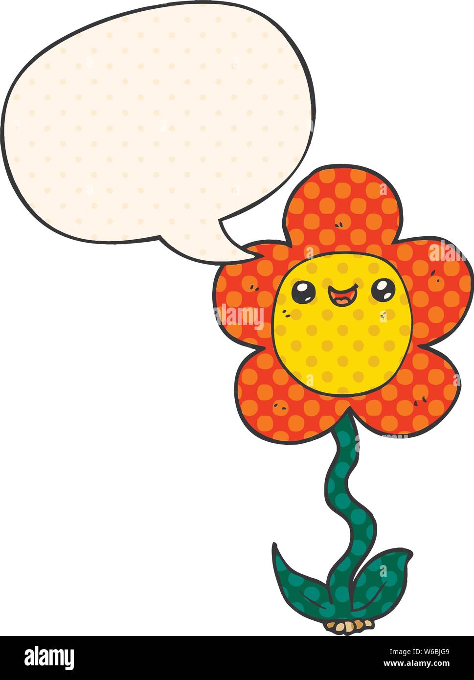cartoon flower with speech bubble in comic book style Stock Vector ...