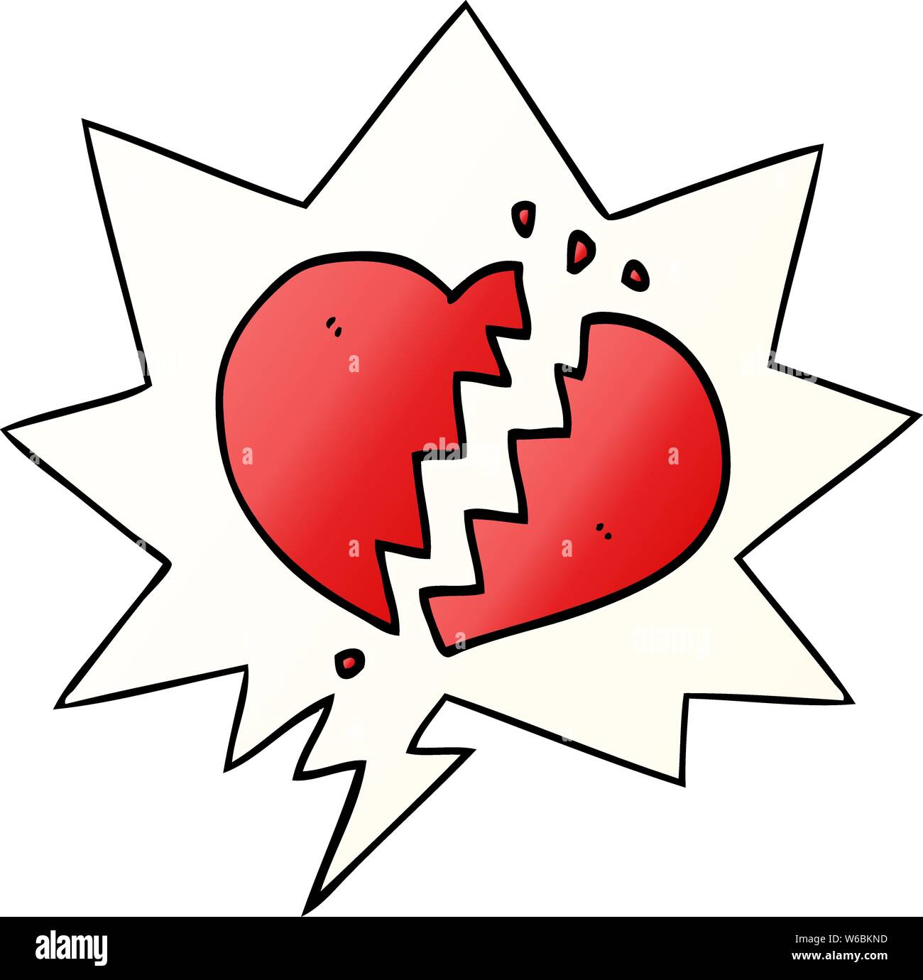 cartoon broken heart with speech bubble in smooth gradient style Stock ...
