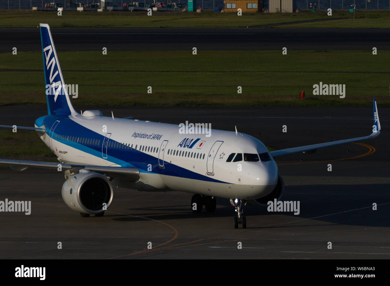 All Nippon Airways (ANA) Airbus A321 NEO taxiing at Tokyo Haneda