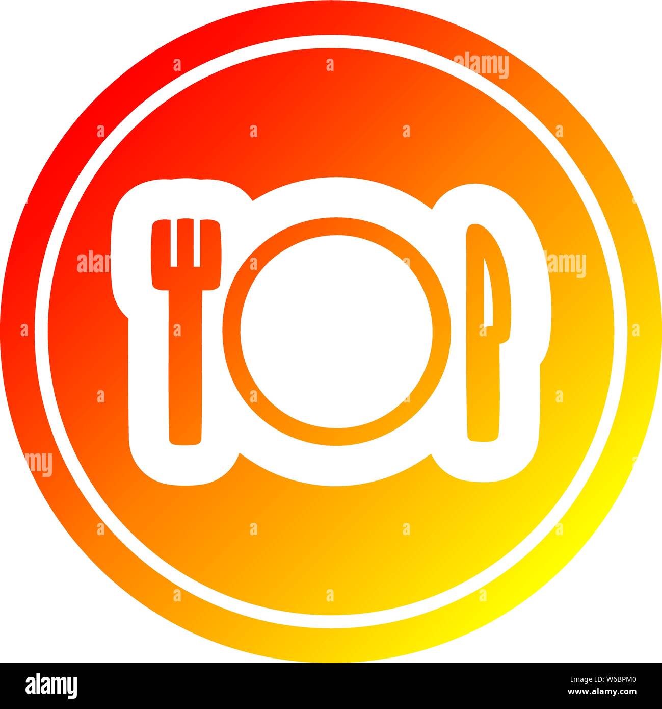 knife fork and plate circular icon with warm gradient finish Stock ...