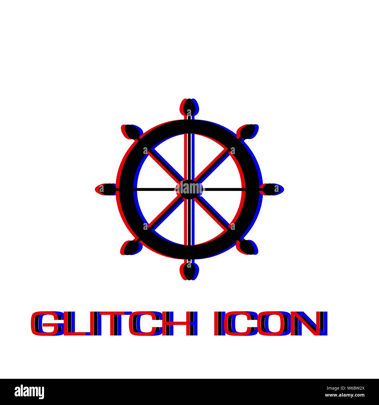 Helm icon flat. Simple pictogram - Glitch effect. Vector illustration symbol Stock Vector