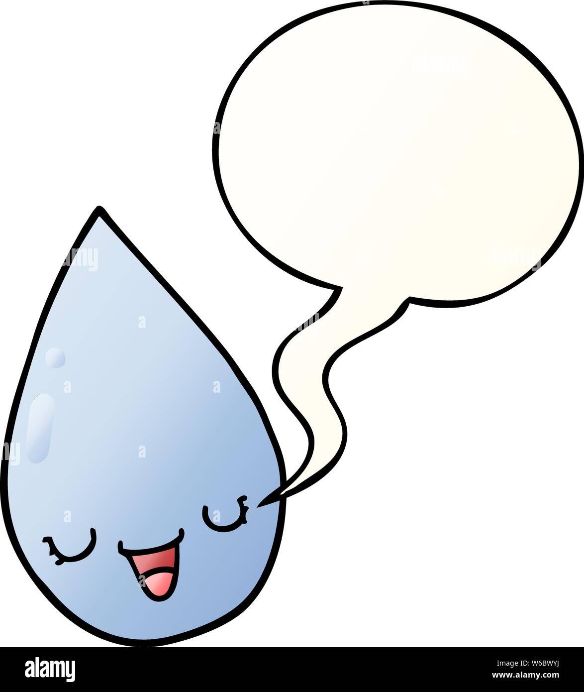 Cartoon Raindrop With Speech Bubble In Smooth Gradient Style Stock Vector Image Art Alamy