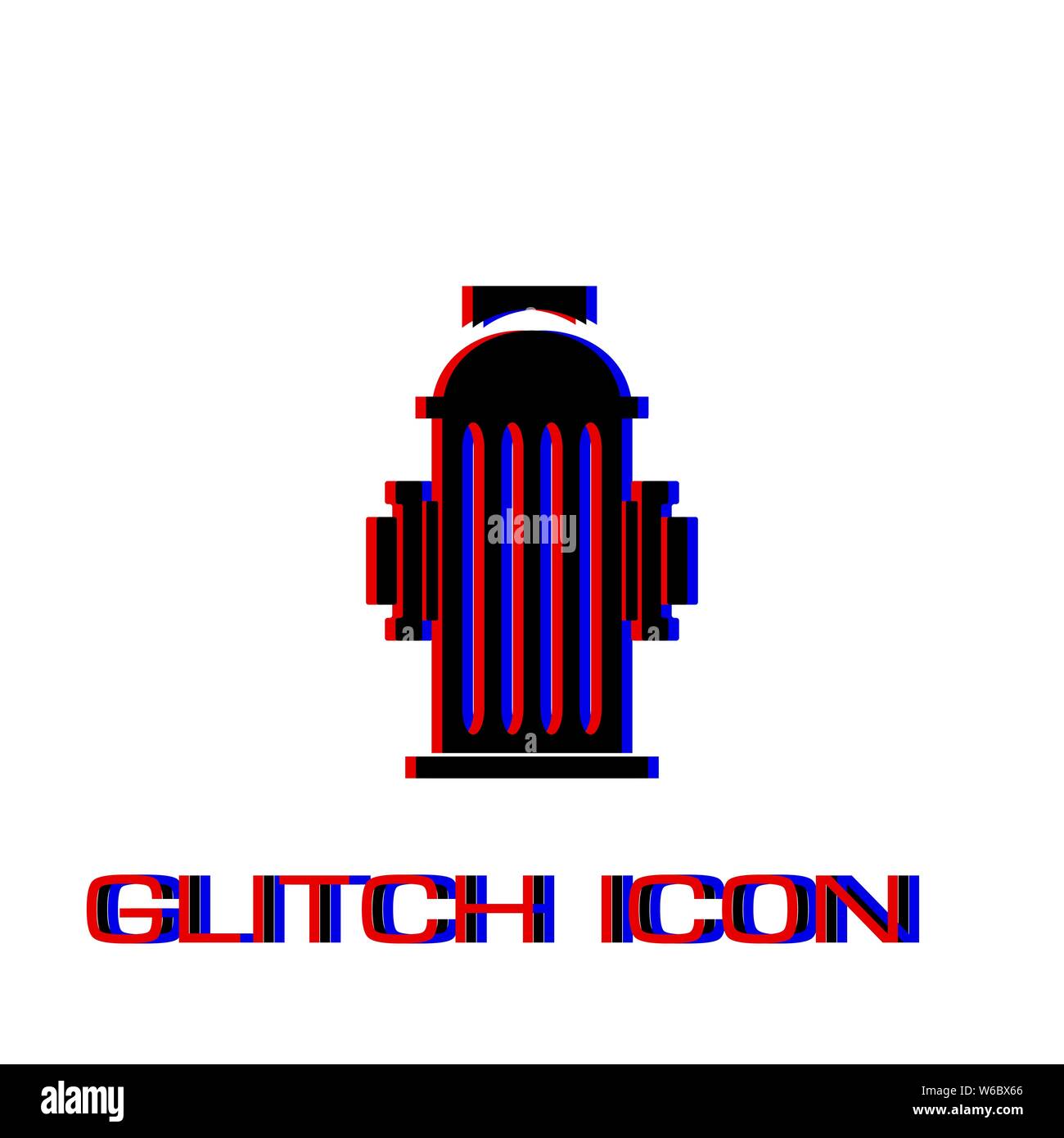 Fire hydrant icon flat. Simple pictogram - Glitch effect. Vector illustration symbol Stock Vector