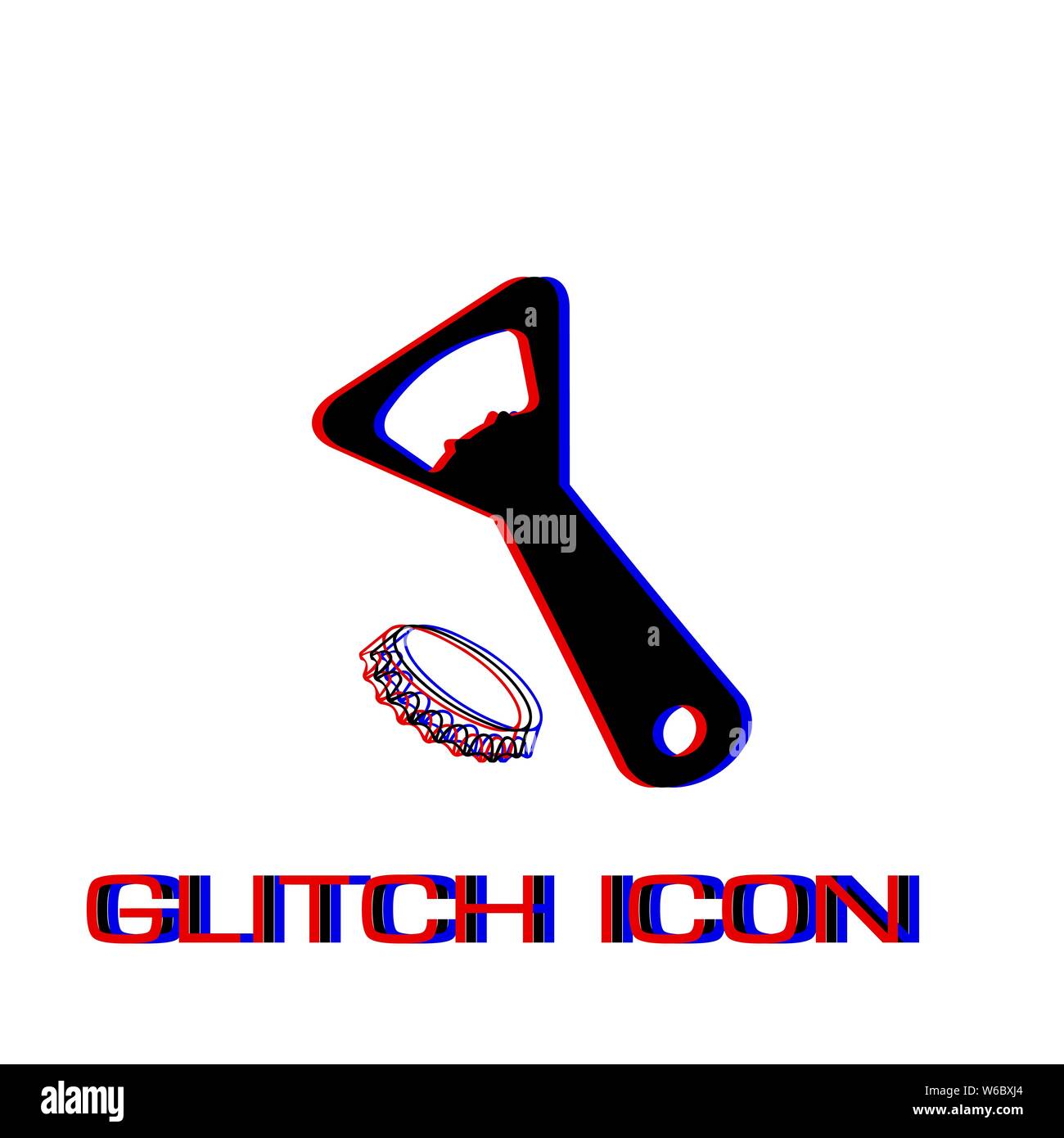 Opener For Beer Icon Flat Simple Pictogram Glitch Effect Vector