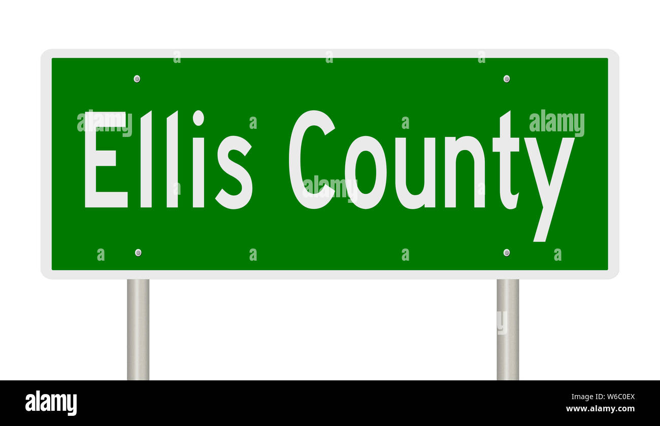 Rendering of a green highway sign for Ellis County Stock Photo Alamy