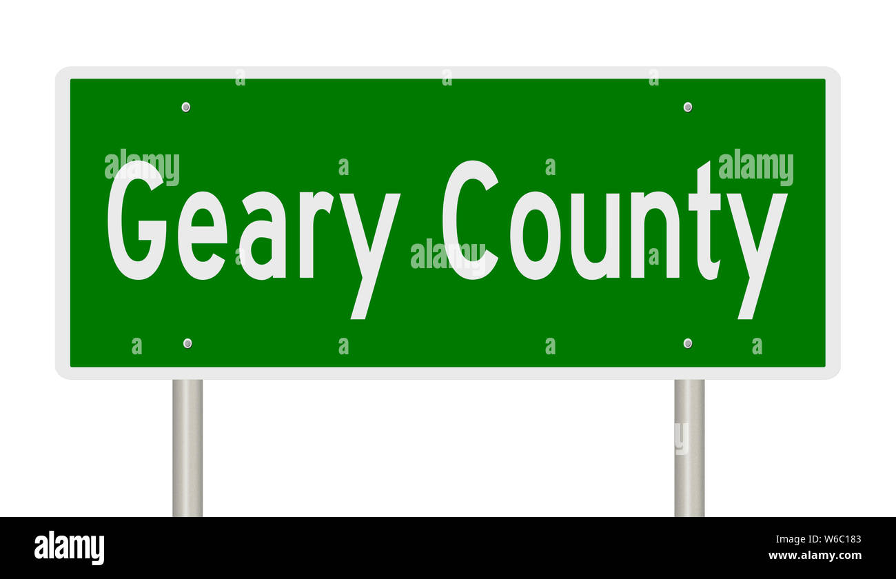 Rendering of a green highway sign for Geary County Stock Photo Alamy
