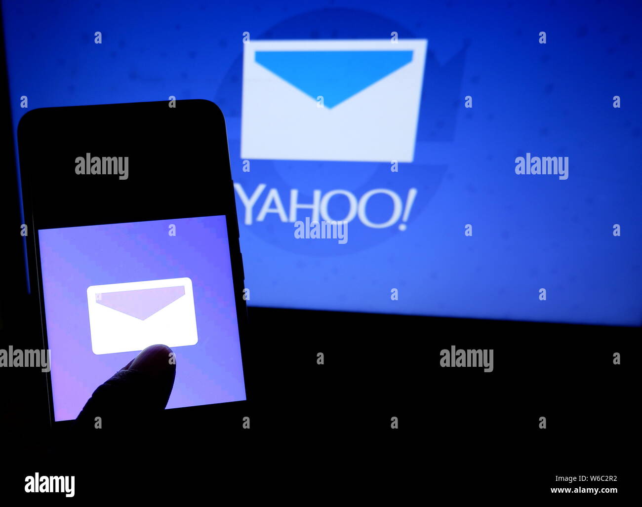 In this photo illustration the popular Email application Yahoo Mail logo seen displayed on a