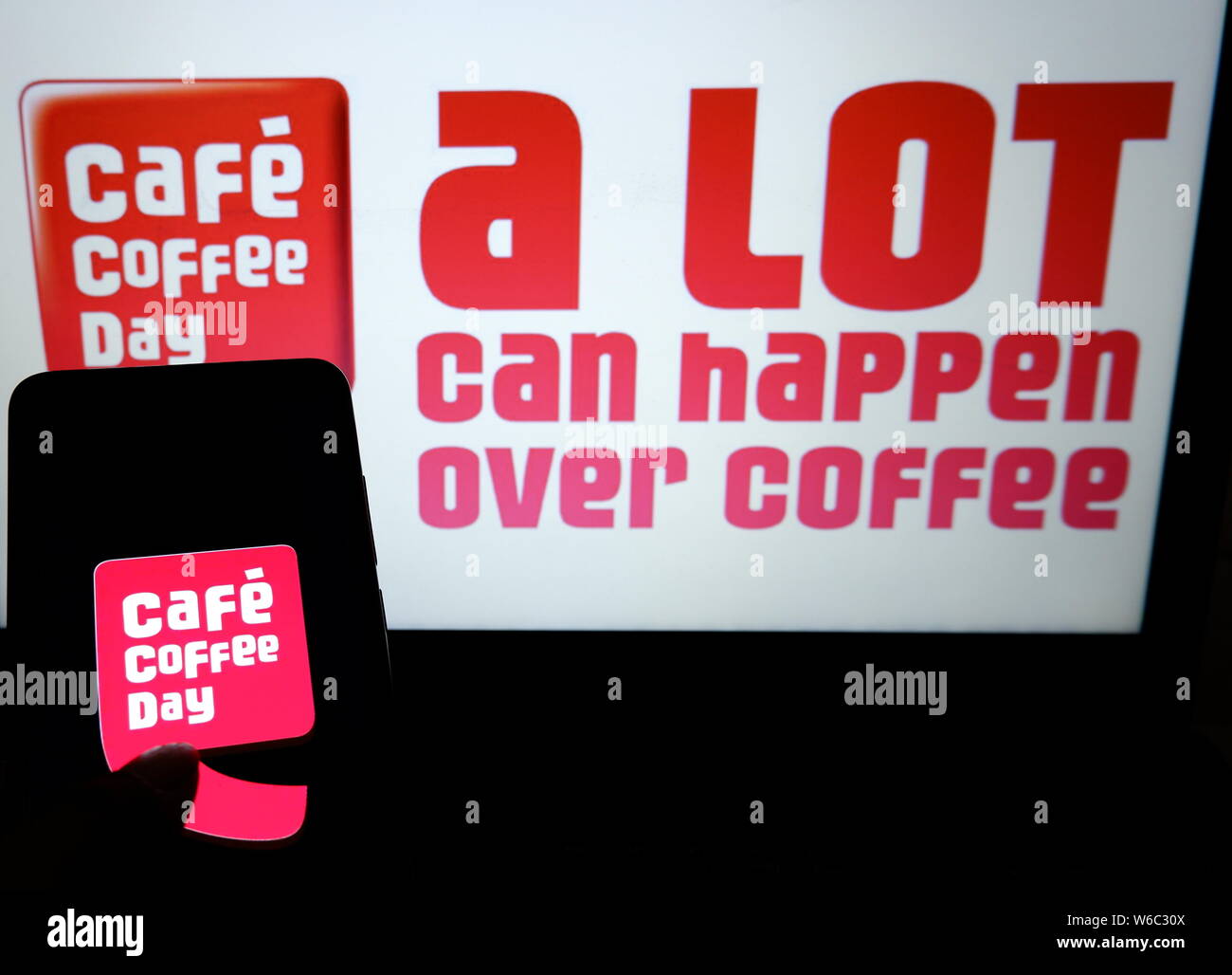 In this photo illustration a popular Coffee Company Cafe Coffee Day