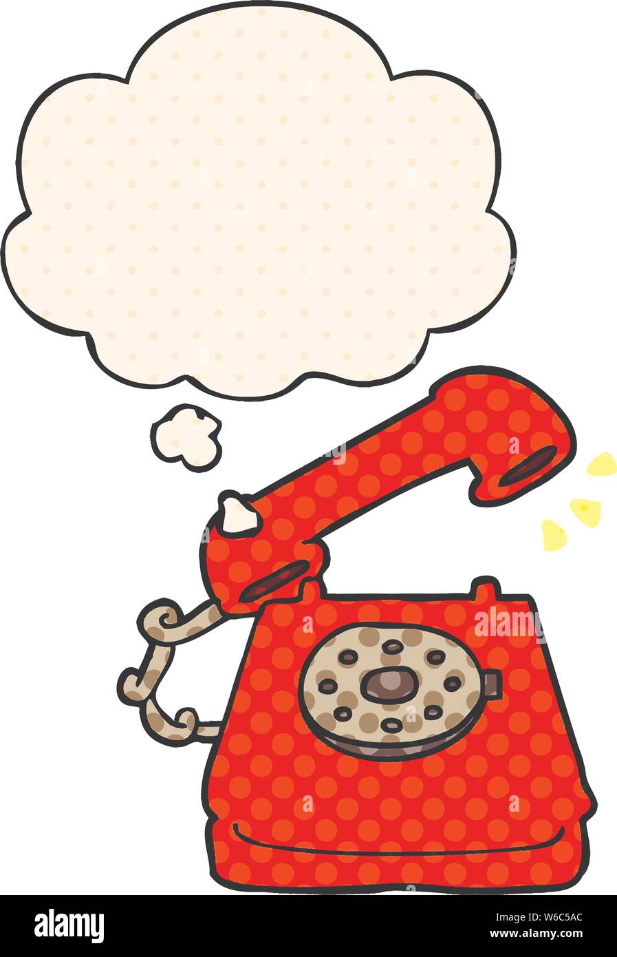 Cartoon Ringing Telephone With Thought Bubble In Comic Book Style Stock Vector Image Art Alamy