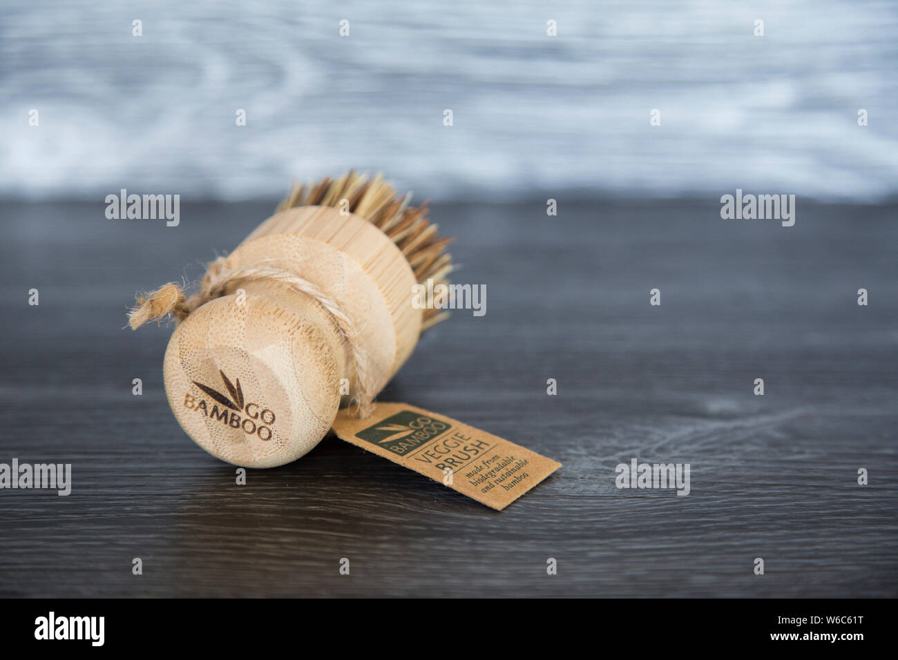 Go Bamboo Branded Veggie Brush With Bass Fibres Twine Tag